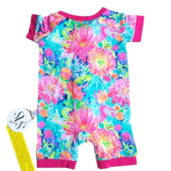 NEW SAS Bamboo Baby Girls Shortie One Piece Floral Lovely Lily Zip Romper 0-3 Mo - Picture 2 of 10